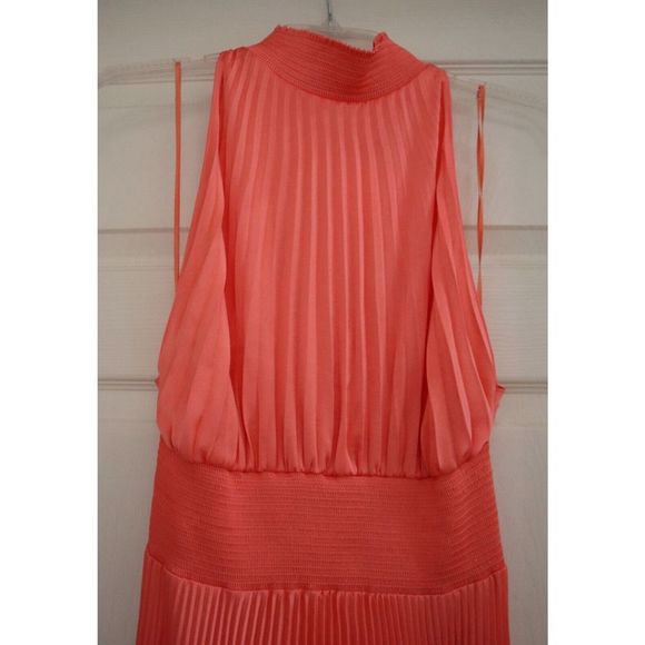 A.L.C 6DRES00832 Women's Sz 12 Malliot/Coral Renzo Pleated Blouson Dress - Picture 3 of 14